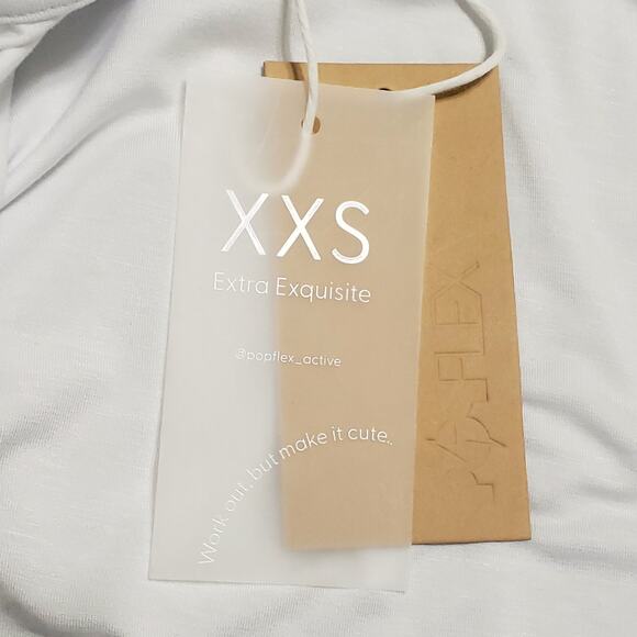 NWT POPFLEX The Perfect Long Sleeve Top Crop Oversized Tee White Sz XXS Active - Picture 5 of 11